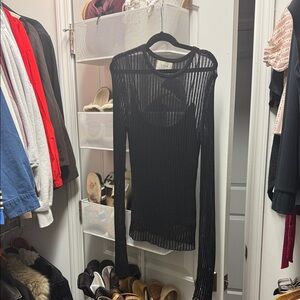 DISSH Black Sheer Ribbed Top